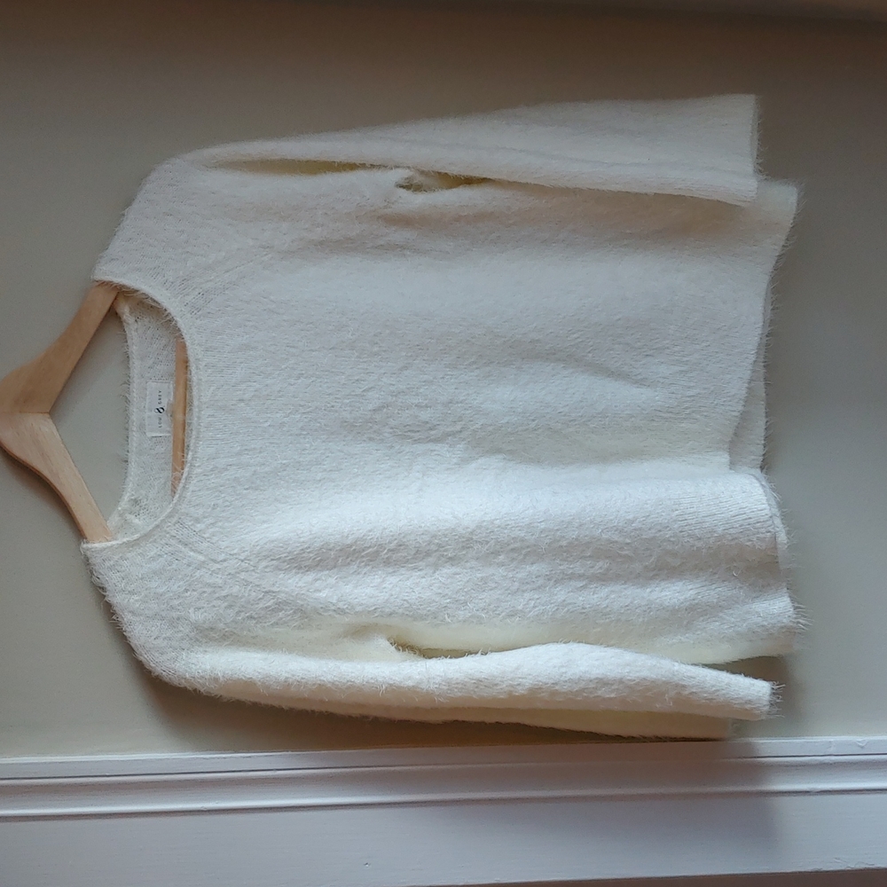 Lou & Grey Cream Crew Neck Fuzzy Sweater